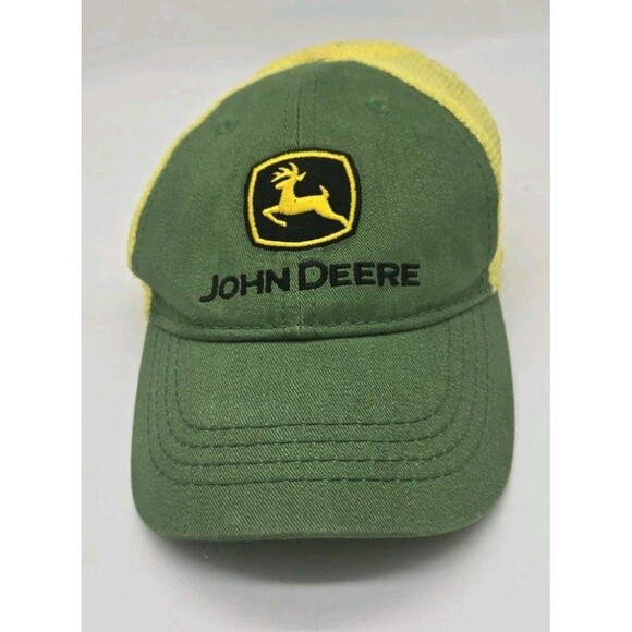 John Deere Toddler Snapback Hat Embroidrd Classic Green Yellow Mesh Adjustbl Cap - Picture 1 of 9
